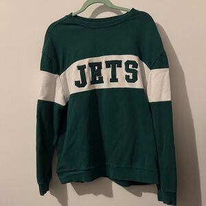 Jets Green and White Crewneck Sweater